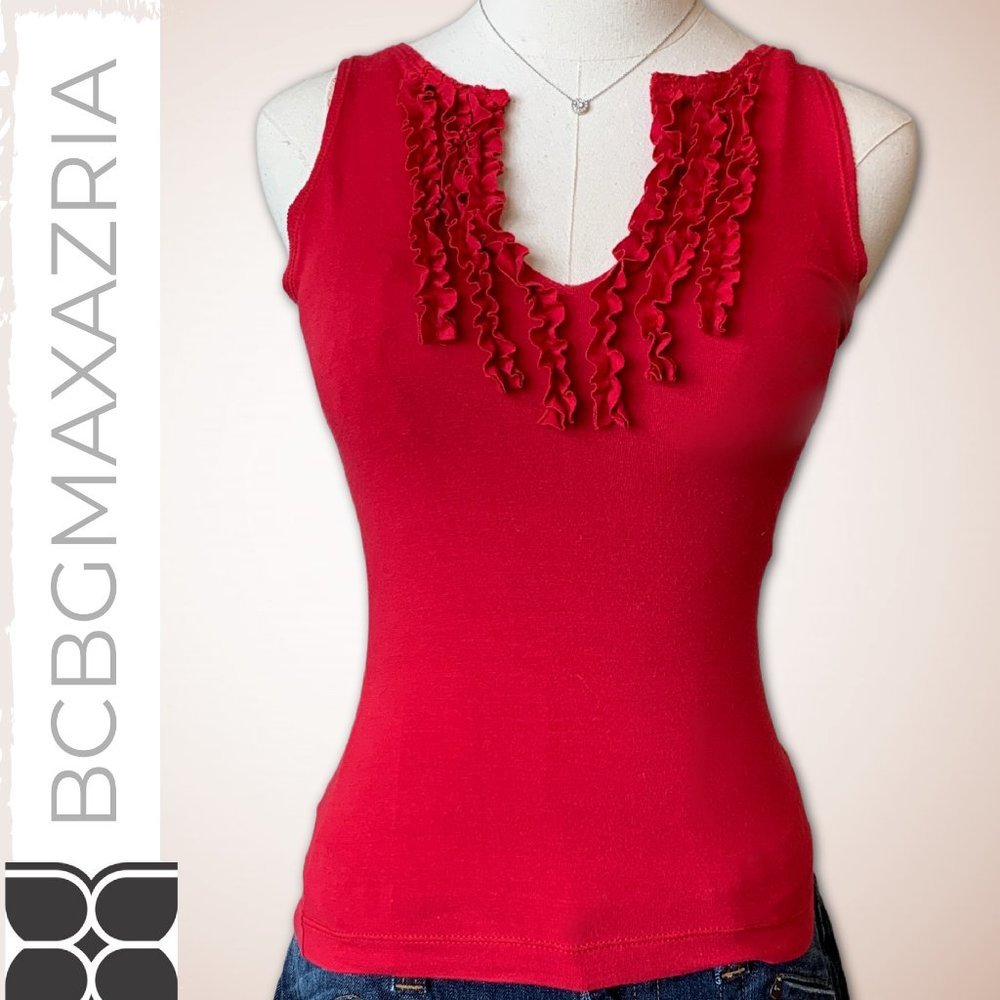 ⭐️ BCBG Red Ruffled Sleeveless Tee